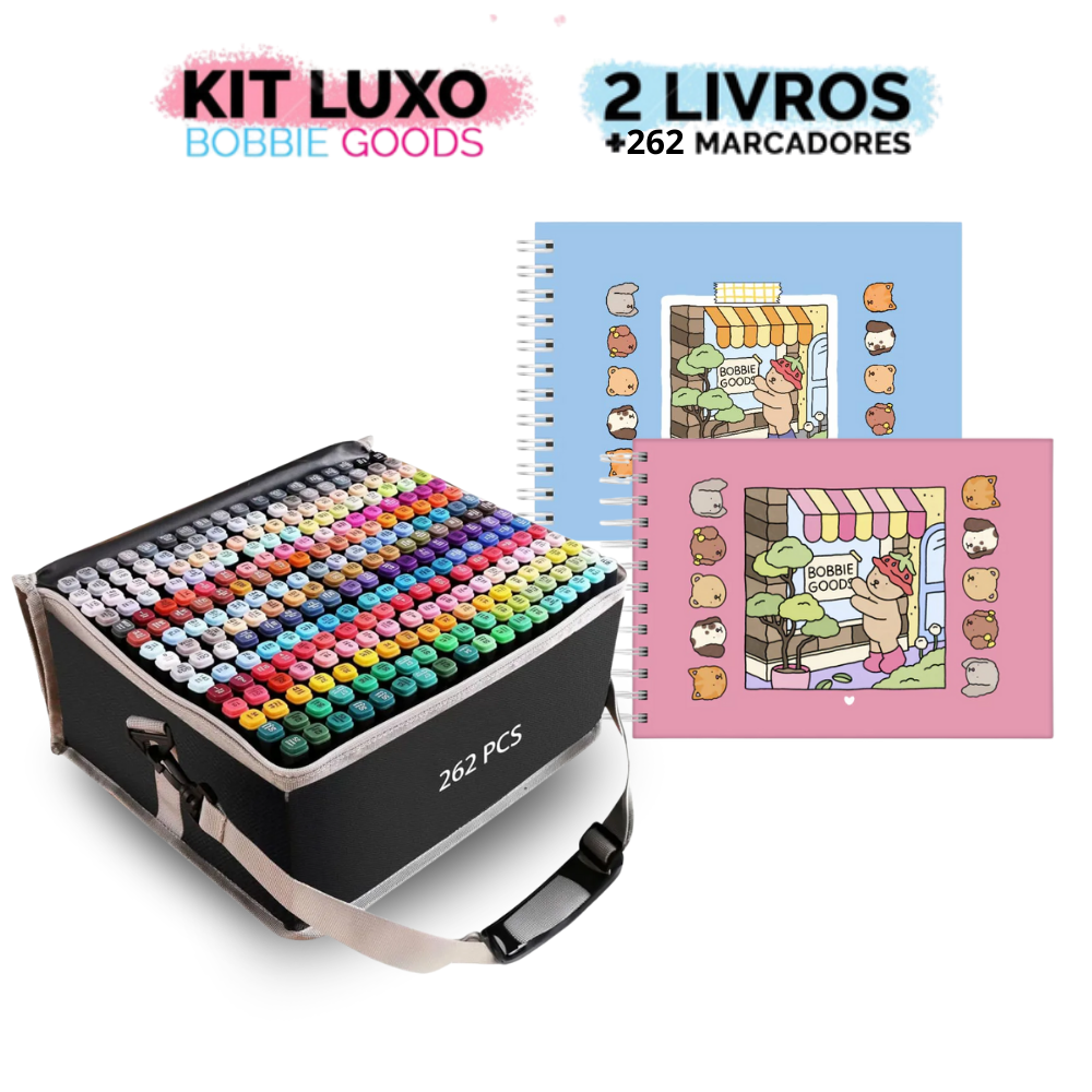 Kit 2 Livros Bobbie Goods Original + 262 Canetas Touch