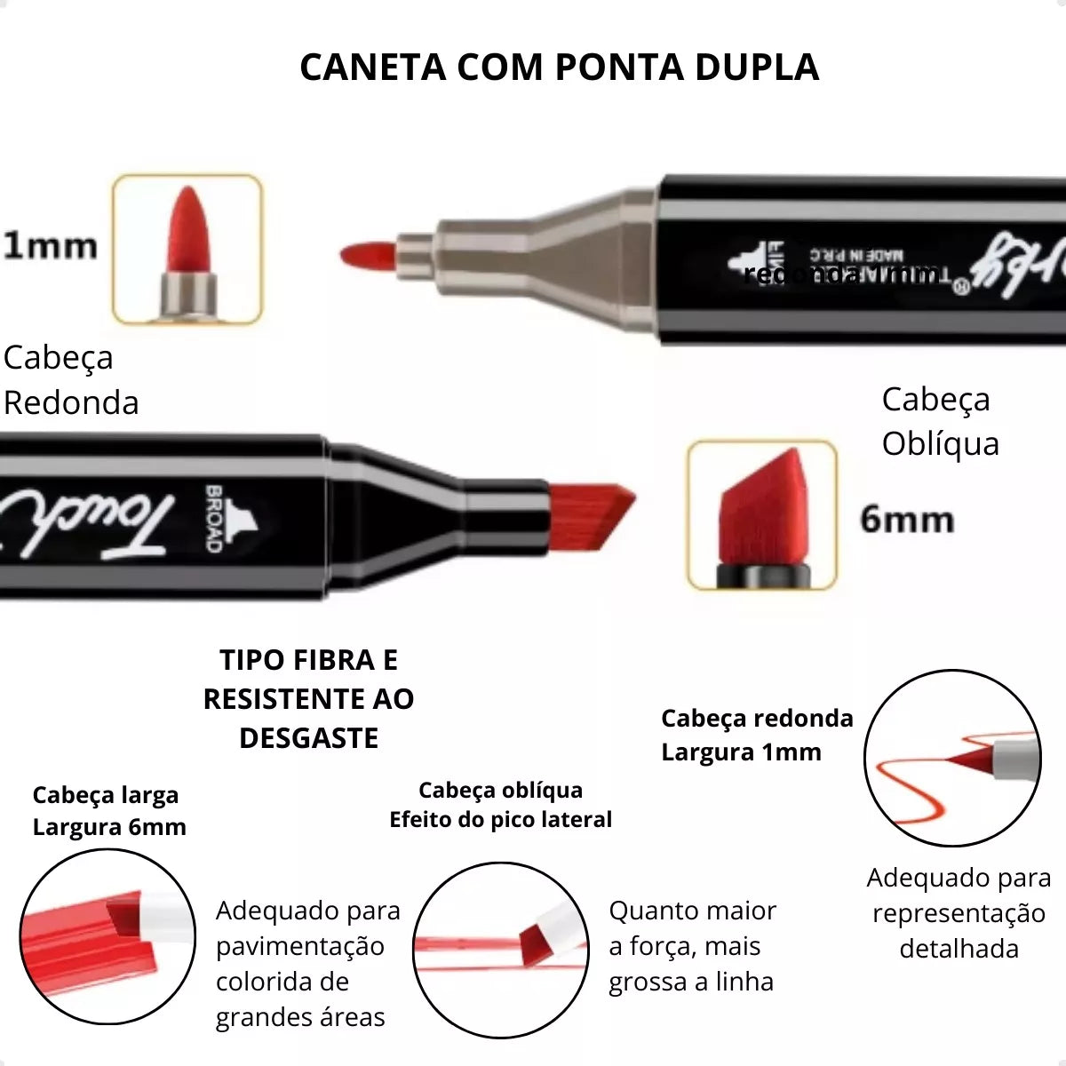 Conjunto De Canetas Marcador Permanente Ponta Dupla 120 Cores