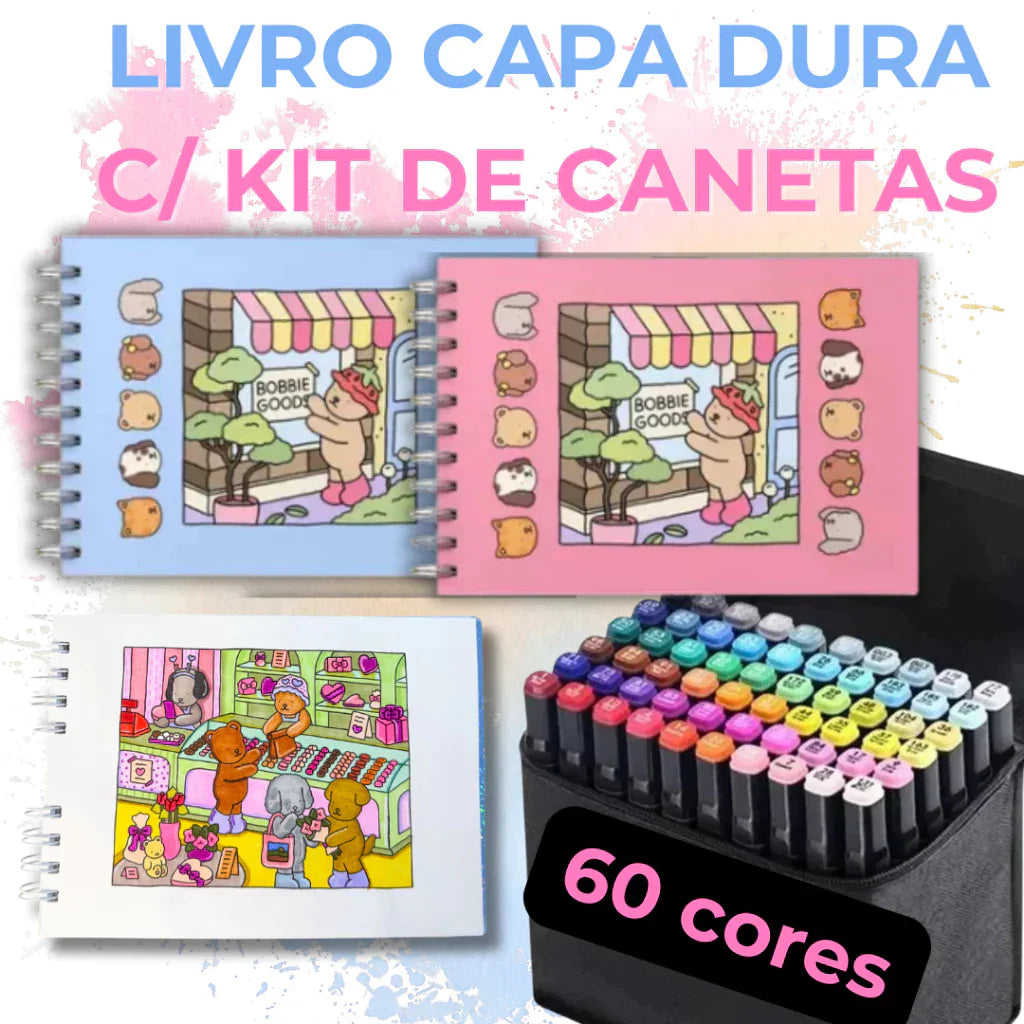 Kit 2 Livros Bobbie Goods Capa Dura + 60 Canetas Touch